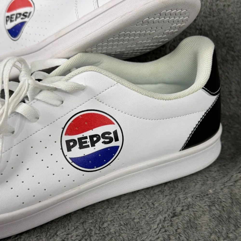 PEPSI Shoes Men’s 12 White Sneakers Lace Up Casual Athletic Retro Tennis Logo - Picture 6 of 12